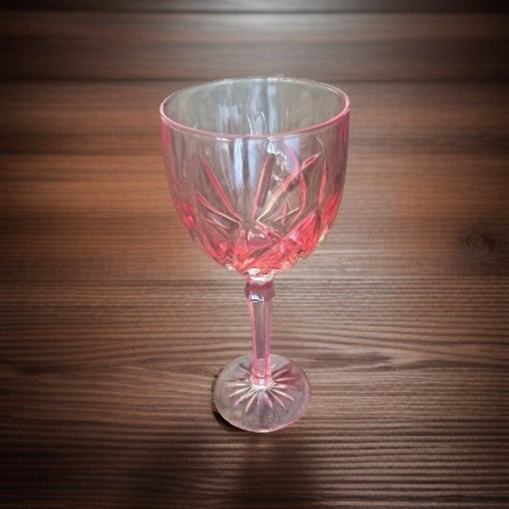 Marquis By Waterford Brookside Crystal Wine Goblet Pastel Pink Etched